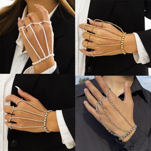 Cool Silver Color Metal Bead Link Chain Men Wrist Bracelet For Women Punk Fashion Geometric Ring Jewelry Personality Gifts