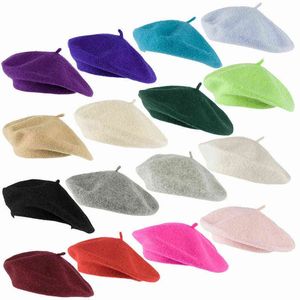 Zuxi Wool Blend French Beret för kvinnor Män i solida färger damer mode eleganta och söta flickor hatt höst vinter grossist j220722