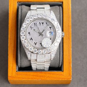 Full Diamond Mens Watch 42 mm Automatyczne mechaniczne Diamenty Ramiki Zegarki Sapphire Waterproof Wristwatch Fashion Na ręce Montre de lukse Prezent dla mężczyzn