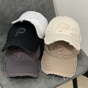 Ball Caps Mens Baseball Cap Embroidered Letter P Caps Summer Autumn Women Man Adjustable Ripped Hip Hop Cotton Sun Hat 230206