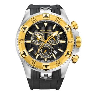 2020 Reef TigerRT Top Brand Men Sports Quartz Watches with Chronograph Date Super Luminous Steel Yellow Gold Stop Watch RGA303 T200409