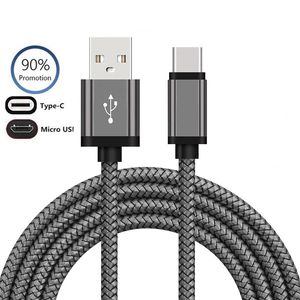 Fast Delivery Phone Charge Cables Wearproof 1M 3.3FT High-speed Charging Micro USB type C Data Line 3ft Braided For Android IPD