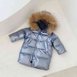 Autumn And Winter Waterproof And Anti-Fouling Children Fur Colla Down Jacket Boys And Girls Outdoor Play Anti-Dirty Down Jacket J220718
