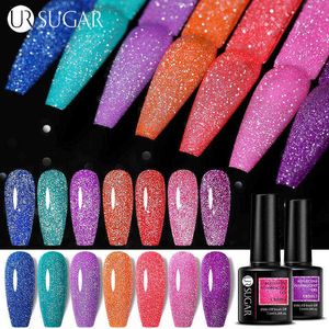 Brinquedo de gel de unhas 7 5ml neon amarelo reflexivo glitter polonês espumante auroras arte verniz permanente 0328