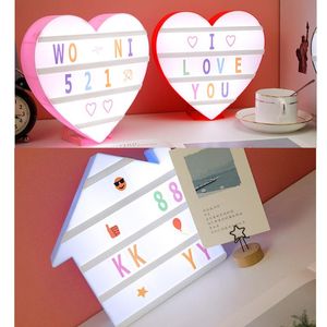 Night Lights Creative DIY LED Combination Cinema Lightbox USB Battery Powered LOVE Table Light With Black/Colorful Letter Symbol CardsNight