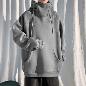 Men's Hoodies & Sweatshirts Men High Collar Hooded Solid Color Sweater Design Large Size Spring And Autumn Streetwear Sport The Price OfMen'