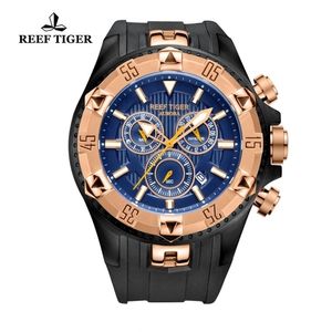Reef Tiger/RT Men Sports Watches Quartz Watch with Chronograph and Date Big Dial Super Luminous Steel Designer Watch RGA303 T200409