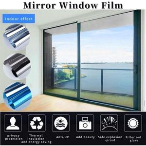 Window Stickers Colors Mirror Film Insulation One-way Sunscreen Homely Bedroom Balcony Self-adhesive Blue Silver Glass StickerWindow
