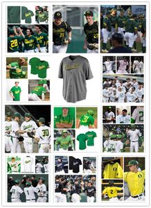 XFLSP 2022College 사용자 정의 오레곤 오리 오리 Uo College Statched Baseball Jersey Joe Gordon Tyler Anderson Steve Baker Tom Dodd Kyle Garlick Ryon Healy