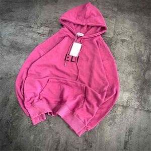 2022 High Quality new special offer Fire dragon fruit color Hoodie fall style loose shoulder version lazy wind rose red quality Qingdao KH38