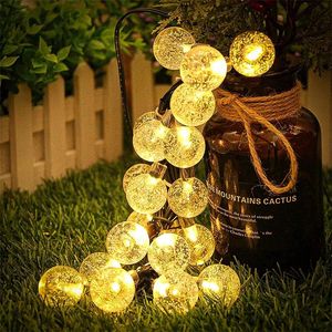 Strängar 20/30/50 LED Solar Light Outdoor Crystal Ball Lamp Waterproof Fairy String Lights Garlands For Christmas Garden Decorationled String