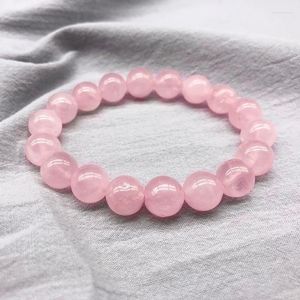 Beaded Strands 2022 Pink Rose Powder Crystal Quartz Natural Stone Streche Bracelet Elastic Cord Jewelry Beads Lovers Woman Gift Inte22