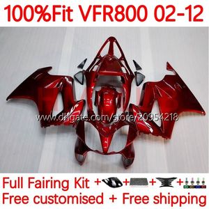 Injektionsmögel för Honda Interceptor VFR800 VFR 800 RR CC 800RR 02-12 121NO.0 800CC VFR800R 02 03 04 05 06 07 VFR-800 2002 2008 2009 2012 2012 2012 FAIRING METALLISK RED