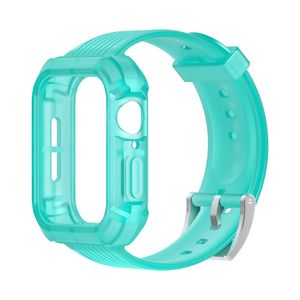 Caixa de relógio de cinta conjunta para bandas de relógio Apple 44mm 42mm 40mm 38mm Cor sólida TPU Silicone Pulndband Iwatch 6 5 4 3 SE Acessórios para pulseira de banda de vigilância