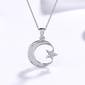 Zincirler Sodrov 925 STERLING Silver Moon ve Yıldız Kolye Kolye Kadın Mücevherleri Hilal Kolye Godl22