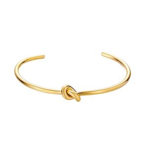 Bangle Gold Color Knot Bracelet For Women Tie The Knoted Open Cuff Stainless Steel Charm Bridesmaid Wedding JewelryBangle