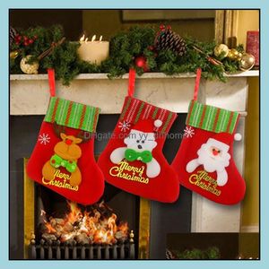 Christmas Decorations Festive Party Supplies Home Garden Wholesale Small Stocking Gift Reindeer Snowman Santa Clause Festival Drop Deliver