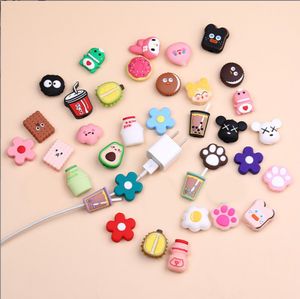 Data cable protective sleeve cartoon silicone personality anti-break cute creative shape mobile phone charger protective case Cover Winder Organizer