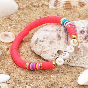 Beaded Strands Simple Retro Geometric Type Women's Candy Color 6mm Soft Ceramic Beads Bracelet Letter LOVE Eye Jewelry Kent22