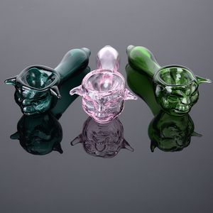 Atacado Crânio Pyrex Glass Burner Pipes Colorido Mini Pequeno Colher Tubo De Mão Óleo Dab Rigs Fumar Acessórios DHL GRÁTIS