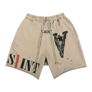 22SS Fashion Summer USA Jesucristo Vintage estampado de algod n pantalones cortos de algod n para hombres lavados de skate angustiado pantalones medios joggers
