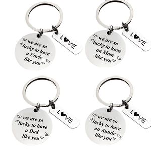 Love We Are So Auntie/mom/dad Metal Letter Key Chain Rings for Men Women Car Keys Ring Pendant Thank You Mother's Day Birthday Gift Wholesale Stainless Steel