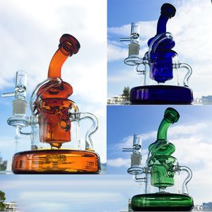 Toptan Harman Tornado Recycler Bong Duş Başlık PERC DAB RIG KLEIN KAPALI CAM SU BORULU KAHVA YAĞLARI İLE KAPAK YAĞLARI İLE WP308 14mm Dişi Eklem 4mm Kalın