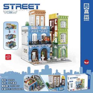 Creative Expert Street View Post Office Cafe Shop Moc Mini Bricks Modular House Building Blocks Assembly Square Christmas Gifts T220730 T230103