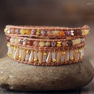 Beaded Strands Bling 3 Strand Rhinestone Leather Wrap Armband Bohemian Teengirls Designer Jewelry Bijoux Fawn22