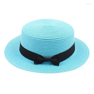 Largura chapéus de aba meninos chapéu de sol garotas meninas infantil verão fedora palha de palha de praia bap visor hatwide pros22