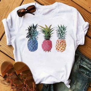 T-shirt da uomo Stampa ananas Bianca T-shirt in cotone moda donna Manica corta Casual Streetwear XS-3XLUomo