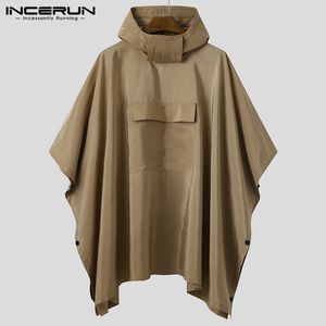 INCERUN Men Solid Trench Quick Dry Hooded Loose Ponchos Pockets Casual Outdoor Cloak Irregular Coats Not Raincoats S 5XL 220715