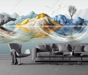 Murale 3D personalizzato Murale Nuovo stile cinese Luce moderna Lumo astratto Abstract Conception Inchiostro Sfondo Murale Wall Mural