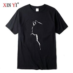 Mens T-shirt Top Quality Polo Shirt 100 Cotton Short Sleeve Cool Cat Print Casual Loose Men T O-neck Tee Shirts