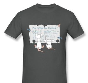 Camisetas masculinas homens engraçados camiseta branca tshirts preto camiseta mindinha e o cérebro falando sobre o mouse mundial