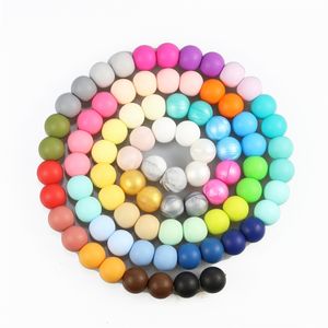 100pc 15mm Loose 실리콘 구슬을위한 씹는 목걸이 베이비 구슬 BPA 무료 느슨한 구슬 Teether 220507