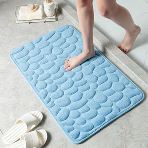 Tapetes super macios de seixos de pebble tapetes de espuma de espuma absorvente para banheiro tapetes em relevo de paralelepípedos