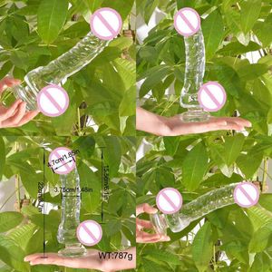 Nxy Dildos Dongs 22cm Huge Unisex Glass Dildo g Spot Stimulators Crystal Penis Realistic Dick Gay Sex Erotic Toys for Women Anal Big 220511