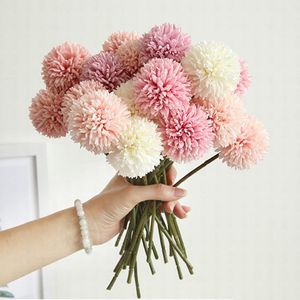 Dekorativa blommor kransar 5st/parti konstgjord maskros boll brud bröllop bukett hortensia silkblomma för arrangemang party hem tabell