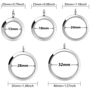 10Pcs Stainless Steel Round Po Memory Locket Pendant For Floating Twist Picture Necklaces Keychain Jewelry Making 220411