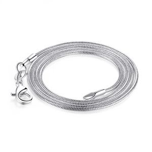 1 mm marknadsföring 925 Silver Snake Chain Halsband med hummer Clasps smyckekedjor för hänge DIY 16 tum till 24 tum 100 st parti