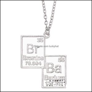 Pendant Necklaces Vintage Jewelry Breaking Bad Necklace Chemical Symbol Br Ba Brothers Couple Gift Luckyhat Drop Delivery Luckyhat Dh98V