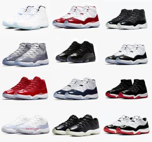 Sandaler med ruta 2022 Authentic 11 Cherry Basketball Shoes Varsity Red Dolphins Gamma Sneakers 11s Cool Grey Jubilee 25th Anniversary Concord 45 Bred Retroro