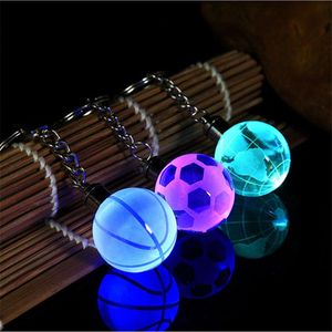 Keychains Laser Custom 3D Crystal Earth Football Basketball Key Chains Colorful LED Light Wall Hang Rings souvenirkeychainKeychains