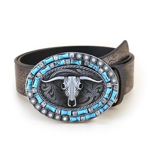 Belts Fashion Classic Western Cowboy Bull Shape Buckle Jeans Belt For MenBelts