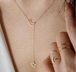 Pendant Choker Necklace Moon Star Gold Silver Color Alloy Chain Collar Necklace For Women Party Jewelry