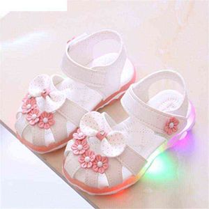 Xinfstreet Baby Kleinkind Mädchen Sommer Schuhe Kinder Sandalen Mit Leuchtenden Atmungsaktive Weiche Schleife Kinder Mädchen Sandalen Größe 21-30 G220523