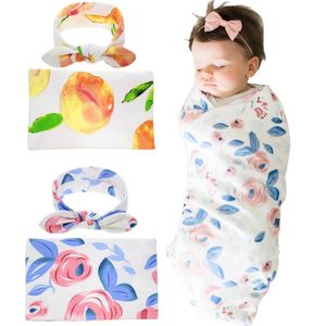 Accessori per capelli Set di cappelli per coperte swaddle personalizzati per ragazzo e ragazza con fiocchi floreali Neonate Fascia per capelli verde oliva GirlHair