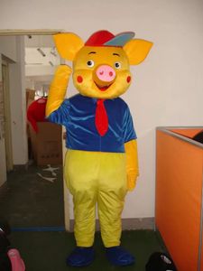 2022高品質の黄色の小さな豚マスコット衣装ハロウィーンのファンシーパーティードレス漫画キャラクターカーニバルクリスマスイースター広告誕生日パーティー衣装衣装
