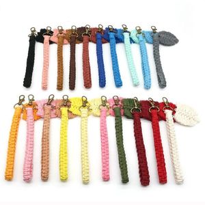 Boho Bag Accessories Macrame Wristlet leaf Keychains Wrist Lanyard Strap Keyring Bracelet Assorted Color Macrames Braided Key